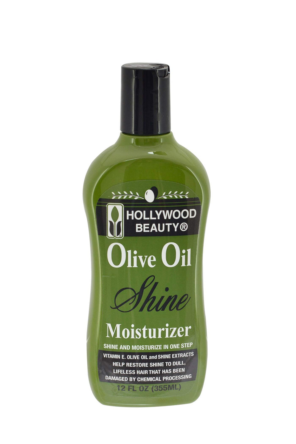 Hollywood Beauty Olive Oil Moisturizing Hair Lotion bottle conditions dry strands and adds shine.