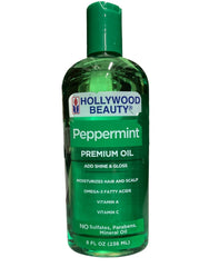 Hollywood Beauty Peppermint Hair Oil 8oz bottle for scalp conditioning and hydration.