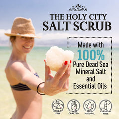 Holy City Skin Products Dead Sea salt crystals close-up for skin renewal.