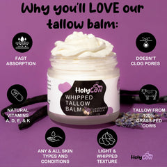 Whipped tallow balm on hand demonstrating light, fast-absorbing moisture.