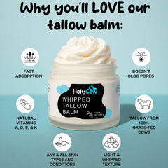 HolyCow unscented balm with herb-infused jojoba oil for breathable hydration.