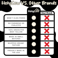 HolyCow unscented balm with lavender and rose notes for light botanical scent.