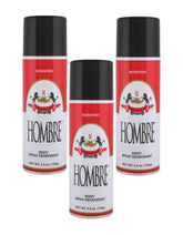 HOMBRE Red Deodorant bottle closeup highlighting long-lasting protection.