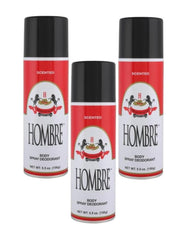 HOMBRE Red Deodorant bottle closeup highlighting long-lasting protection.