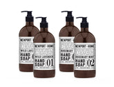 Home & Body Company Newport Wild Lavender hand soap bottle with soothing scent for soft skin.