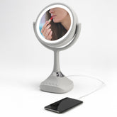 Home NetWerks 76-101-BT mirror with LED ring for precise makeup application.