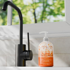 Homeworx Spun Vanilla Sugar bottle pump shows easy, mess-free dispensing for busy households.