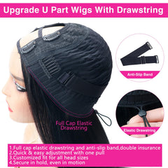 Homgoss U Part Wig 200 density natural black 20 inch for fuller styling.