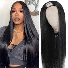 Homgoss U Part Wig straight 20 inch with drawstring for easy wear and natural blend.