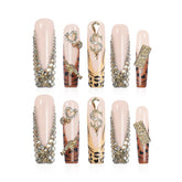 Homsera gilded wild spot nails with metallic print for nightlife flair