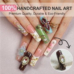 Homsera nails featuring pearlescent orb accents for subtle glow.