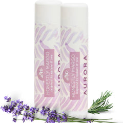 Honestly Margo Lavender Aurora balm stick on lips for a soothing relaxation ritual
