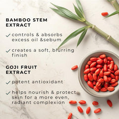 Botanical extracts and vitamin E in Honeybee Gardens foundation for skin nourishment.