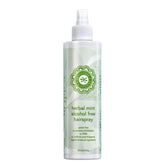 Honeybee Gardens hair spray bottle front, alcohol-free formula and minty scent.