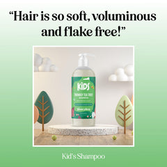 HONEYDEW cleansing kids shampoo applying tea tree oil for a gentle wash.