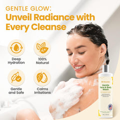 Honeyskin wash displayed in a clean bathroom scene with fragrance-free formula.