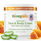 Honeyskin Manuka Honey Face Moisturizer bottle demonstrates intense hydration for dry skin.