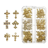 Hongliang cross nail charm with rhinestones adds durable punk nail art flair