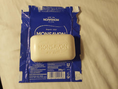 Hoofun Monsavon Au Lait soap packaging display highlights classic formula.