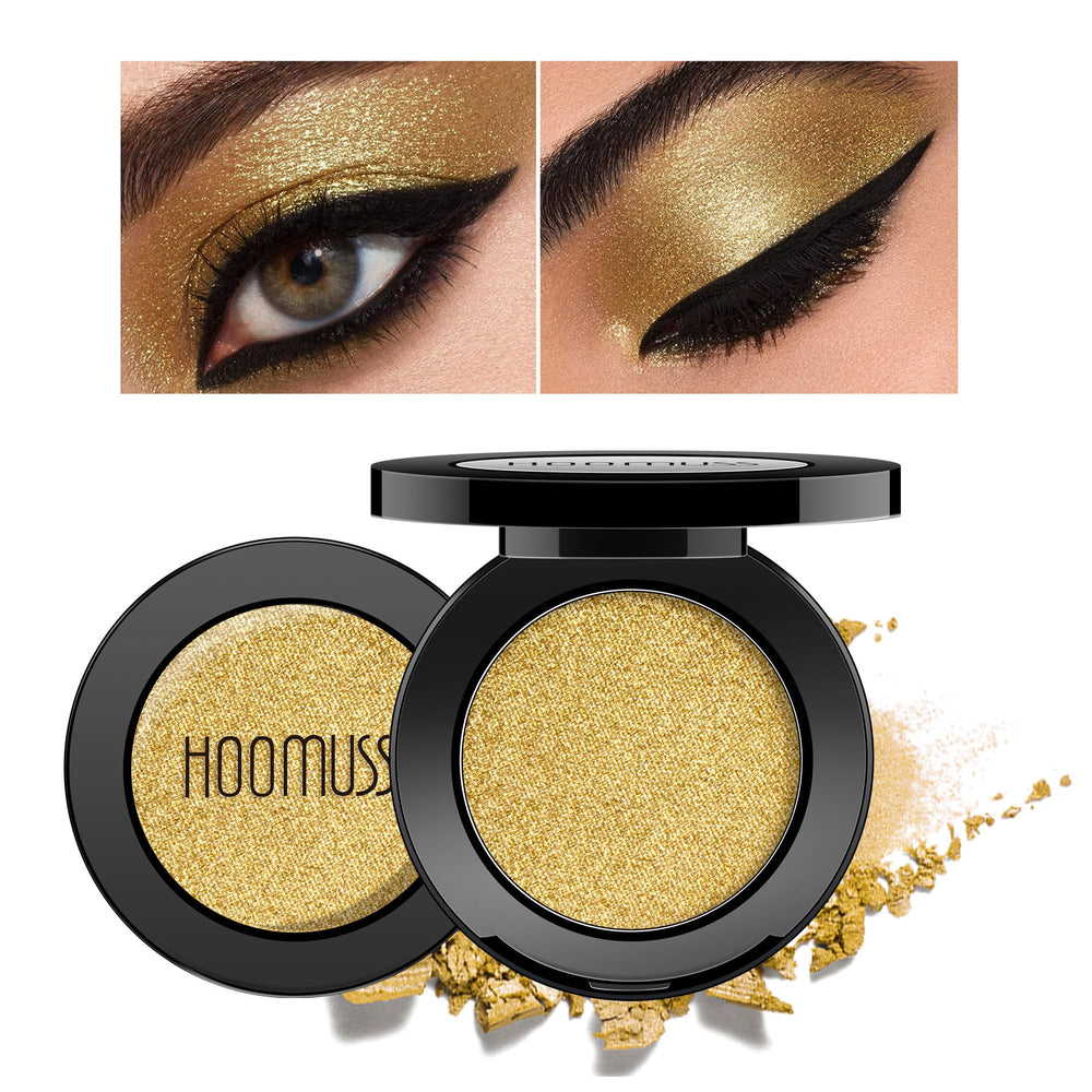 HOOMUSS Gold Eyeshadow compact reveals intense gold pigment for bold looks.