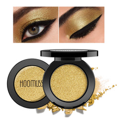 HOOMUSS Gold Eyeshadow compact reveals intense gold pigment for bold looks.