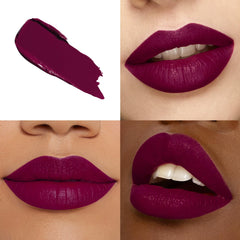 HOOMUSS Mulberry lipstick no-transfer finish keeps color intact through meals.