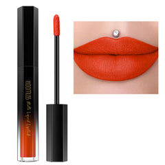 HOOMUSS Orange Lipstick close-up swatch showing velvety matte finish.