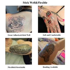 Hoostum clear tattoo film dressing shown for discreet breathable coverage