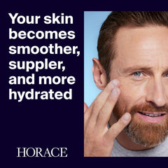 HORACE Face Firming Gel being applied on skin for targeted expression lines.