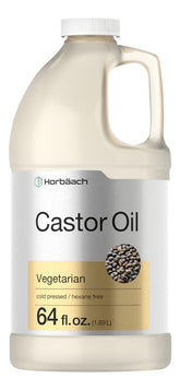 Horbaach Castor Oil 64oz bottle front view for hair conditioning