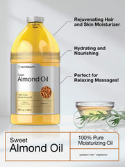 Horbäach Sweet Almond Oil application on skin and hair for moisture.