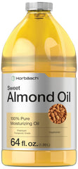 Horbäach Sweet Almond Oil bottle closeup for daily skin hydration.