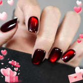 HOSAILY cat-eye red press-on nails for a glossy festive look