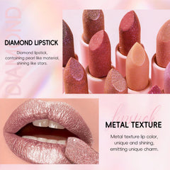 HOSAILY high-pigmentation lipstick provides full coverage with a lightweight metallic shine.