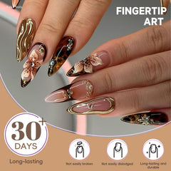 HOSAILY long almond nails offering a slender shape with secure fit for everyday elegance.