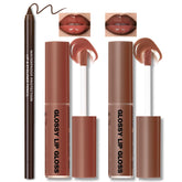 HOSAILY nourishing lip gloss with brown liner set for defined, fuller lips.
