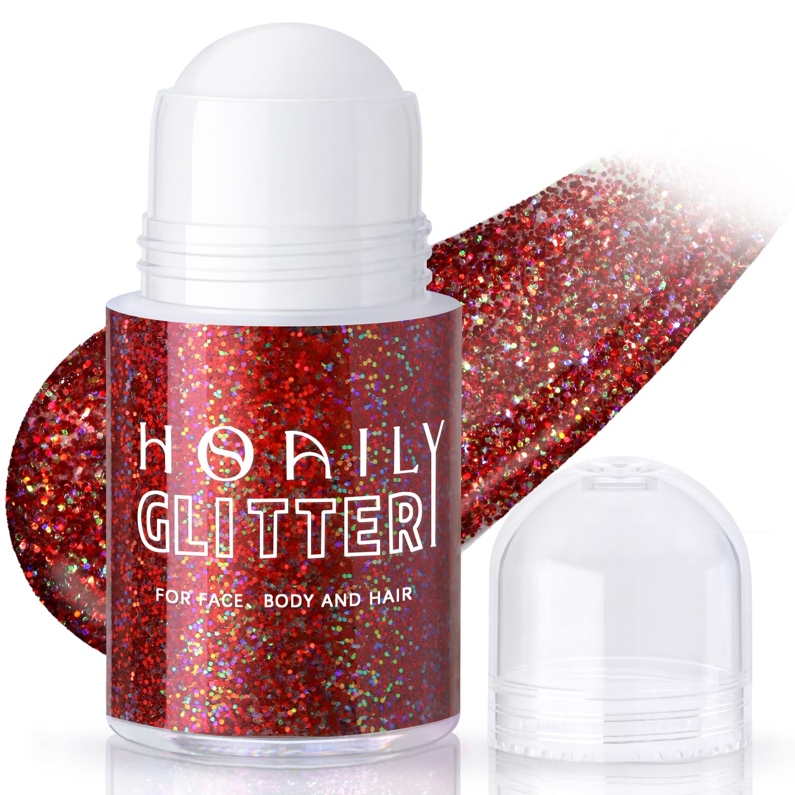 HOSAILY roll-on red glitter bottle rolling for even skin application