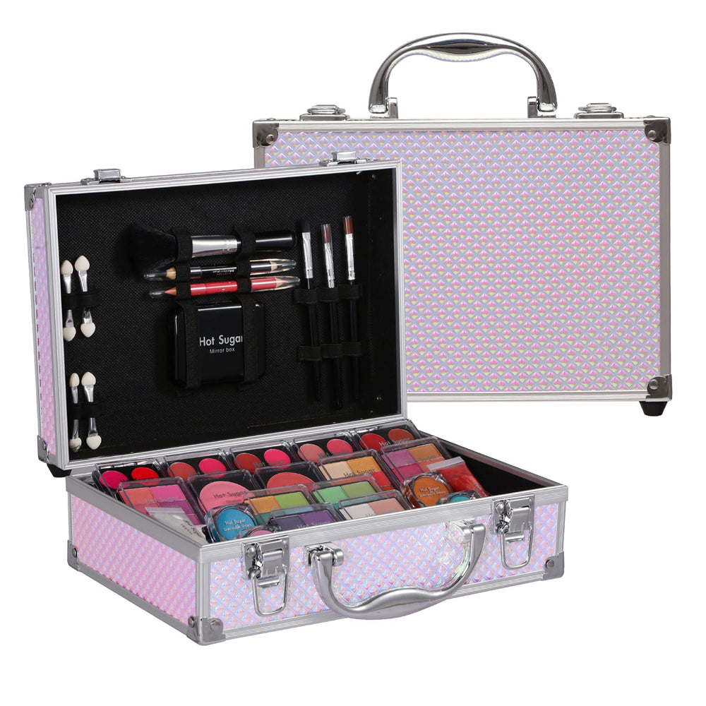 Hot Sugar makeup kit with mermaid glitter case for organized beauty on the go.