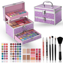 Hot Sugar teens makeup kit train case open showing vibrant eyeshadows for travel