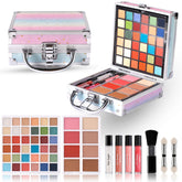 Hot Sugar Rainbow train case with colorful cosmetics for travel and gifting