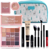 Hot Sugar travel kit blue case open with 16-color eyeshadow for versatile looks