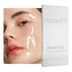 House of B Glow glutathione 2-step film application on face and neck for improved hydration.