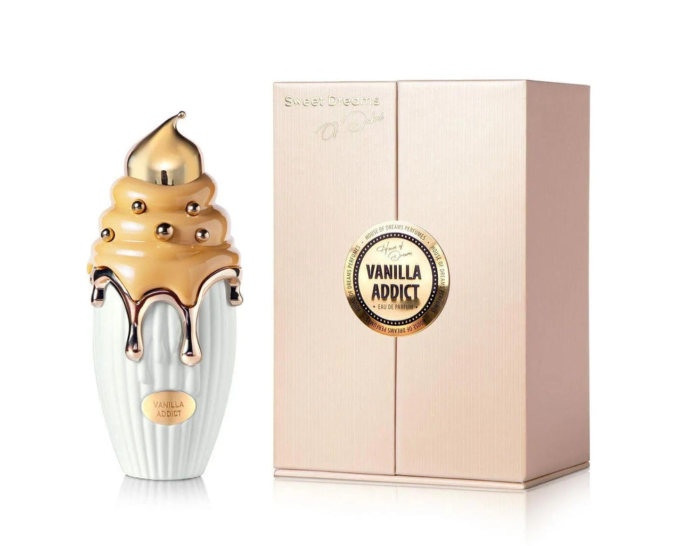 House Of Dreams Sweet Dreams of Dubai Vanilla Addict bottle front view for elegant daytime wear.