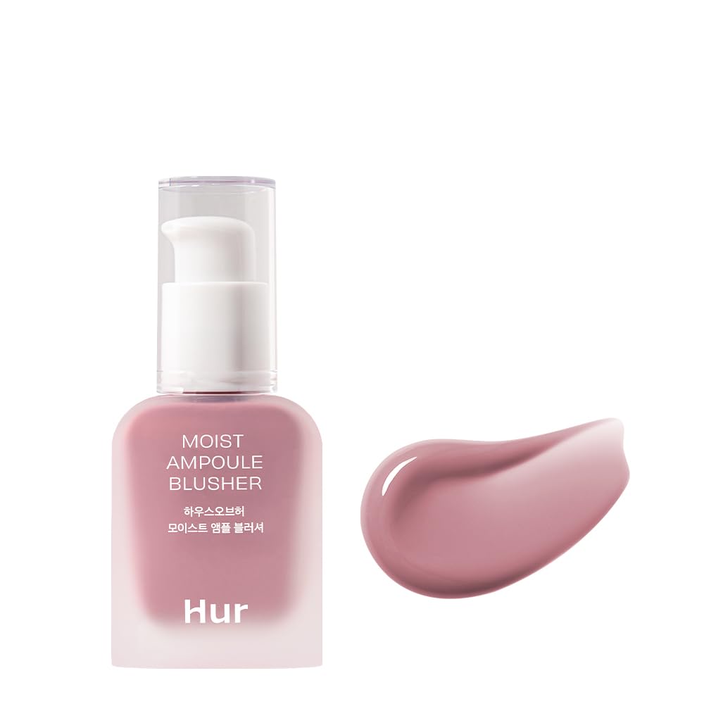 House of Hur Moist Ampoule Blusher Lavender Flush swatch on cheek for a soft, radiant glow.