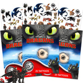 How To Train Your Dragon tattoo set with 75 designs for party favors and kids' bags