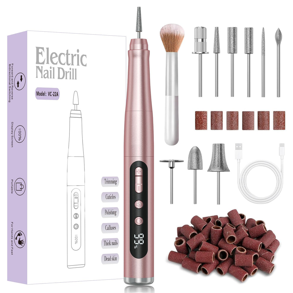 Hoxida cordless nail drill shows compact design for travel manicure.