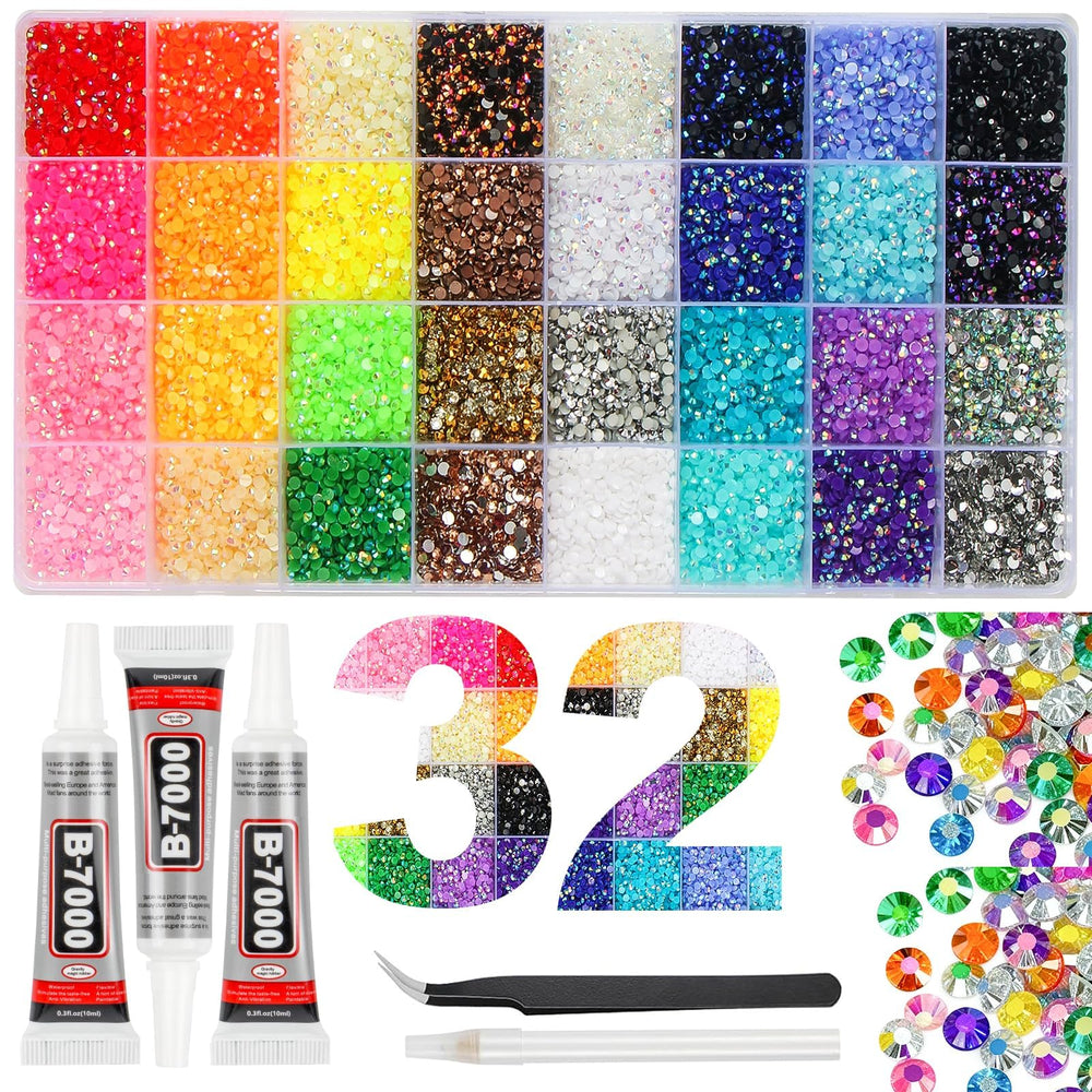 HRLbrc 32-color 3mm flatback rhinestones for vibrant DIY crafts
