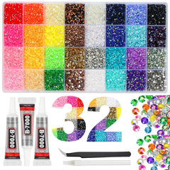 HRLbrc 32-color 3mm flatback rhinestones for vibrant DIY crafts