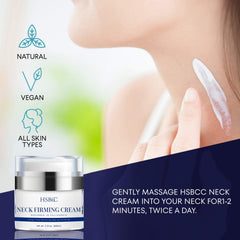 Hands applying HSBCC neck cream to the neck for nourishment.
