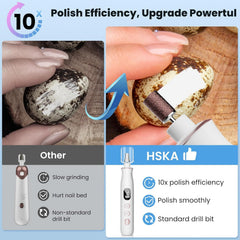HSKAI cordless nail file in action for convenient at-home shaping.